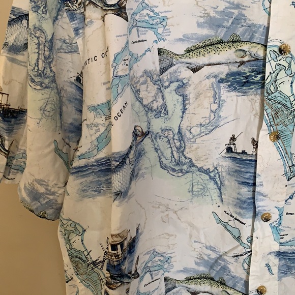 Men’s short sleeve, collared shirt, ocean pattern - Picture 4 of 5